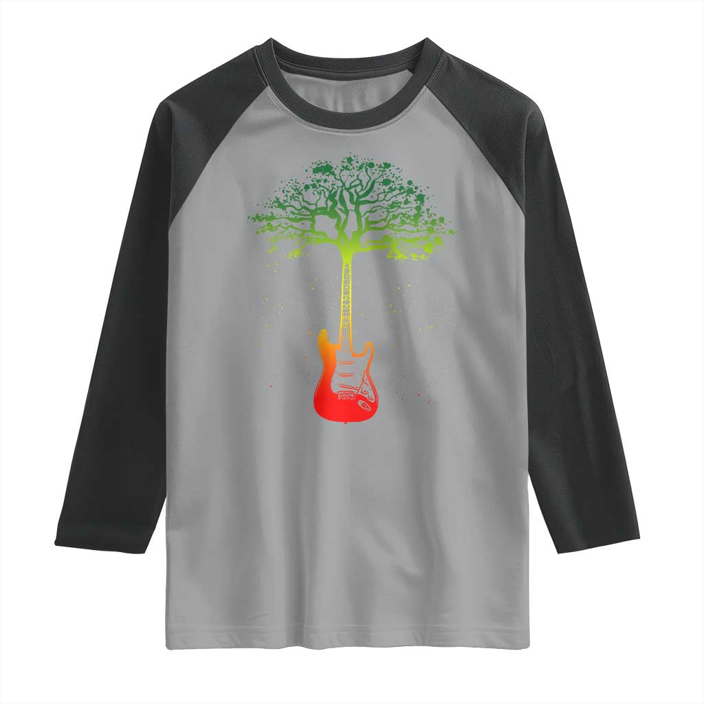 Reggae Music Guitar Rastafarian Roots Rasta Jamaican Raglan Shirt - Wonder Print Shop