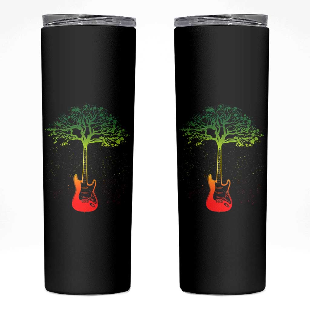 Reggae Music Guitar Rastafarian Roots Rasta Jamaican Skinny Tumbler - Wonder Print Shop