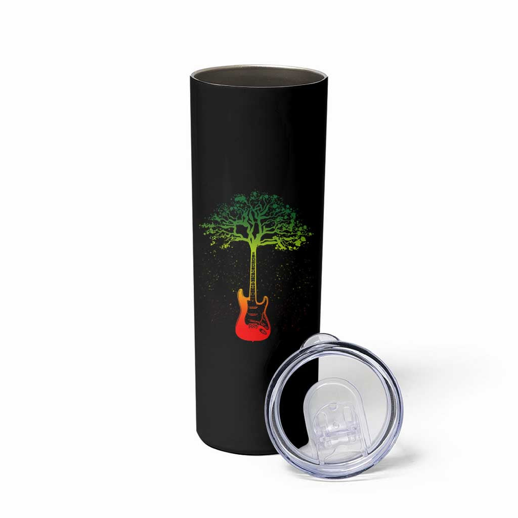 Reggae Music Guitar Rastafarian Roots Rasta Jamaican Skinny Tumbler - Wonder Print Shop