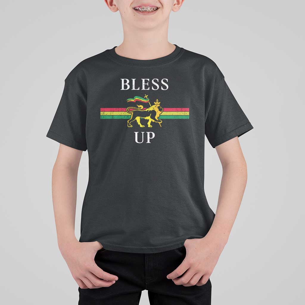 Bless Up T Shirt For Kid Rastafari Lion Of Judah Reggae Music - Wonder Print Shop