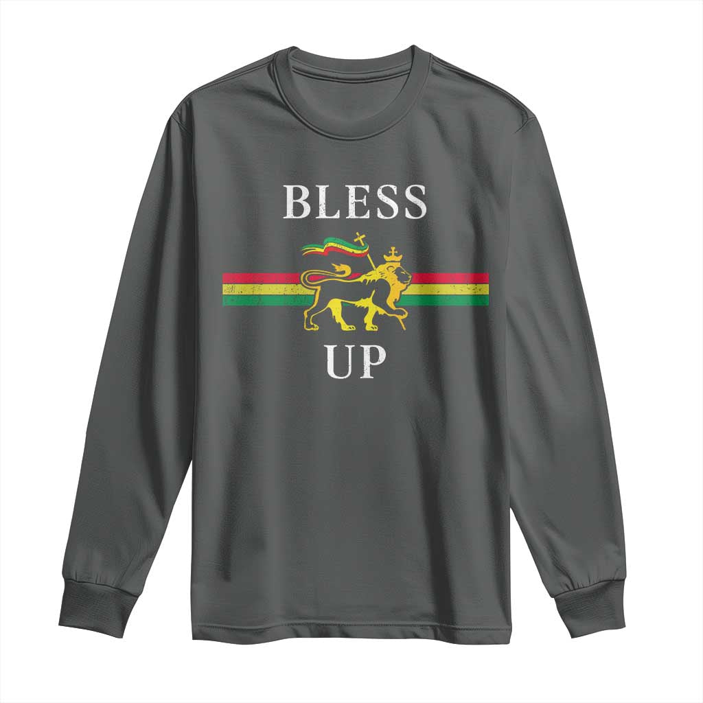 Bless Up Long Sleeve Shirt Rastafari Lion Of Judah Reggae Music - Wonder Print Shop