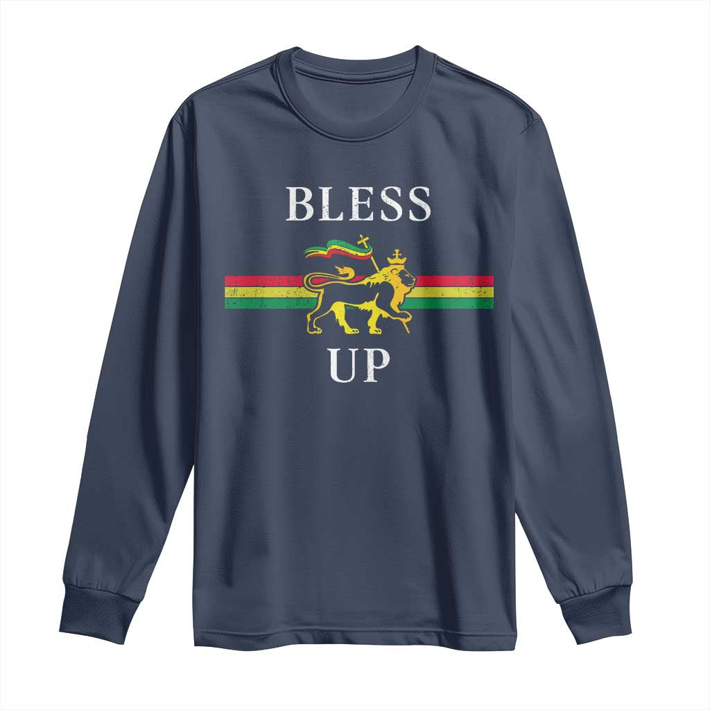 Bless Up Long Sleeve Shirt Rastafari Lion Of Judah Reggae Music - Wonder Print Shop