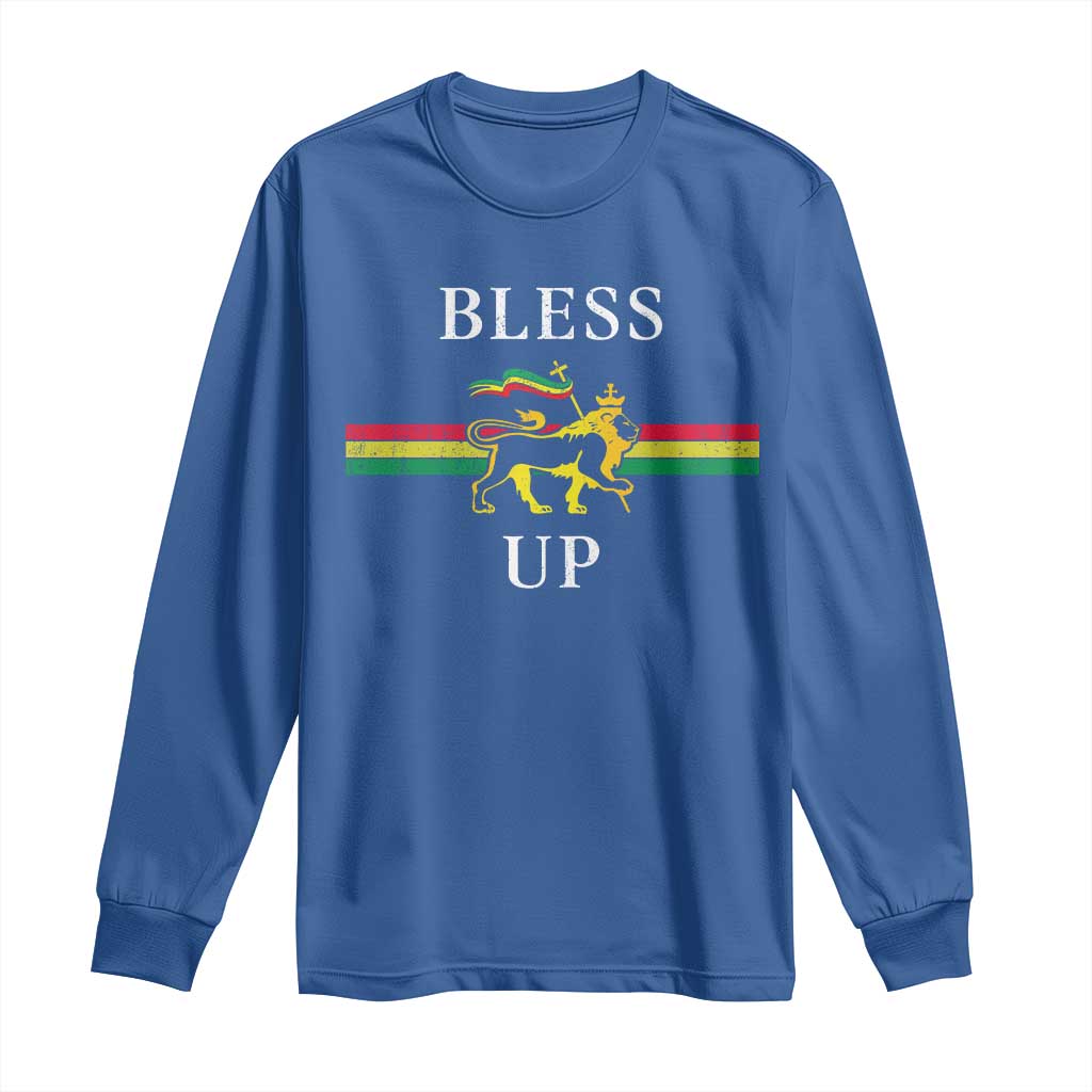 Bless Up Long Sleeve Shirt Rastafari Lion Of Judah Reggae Music - Wonder Print Shop