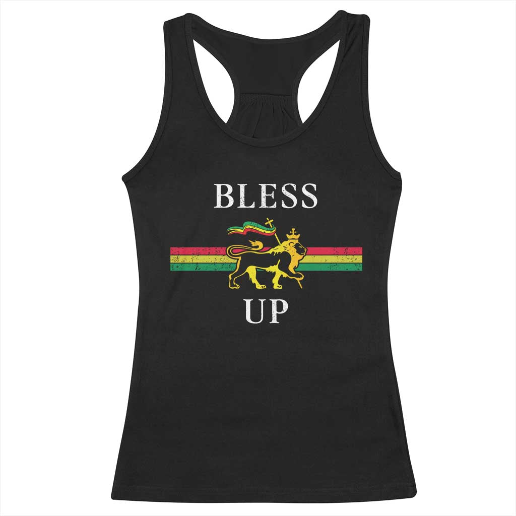 Bless Up Racerback Tank Top Rastafari Lion Of Judah Reggae Music - Wonder Print Shop