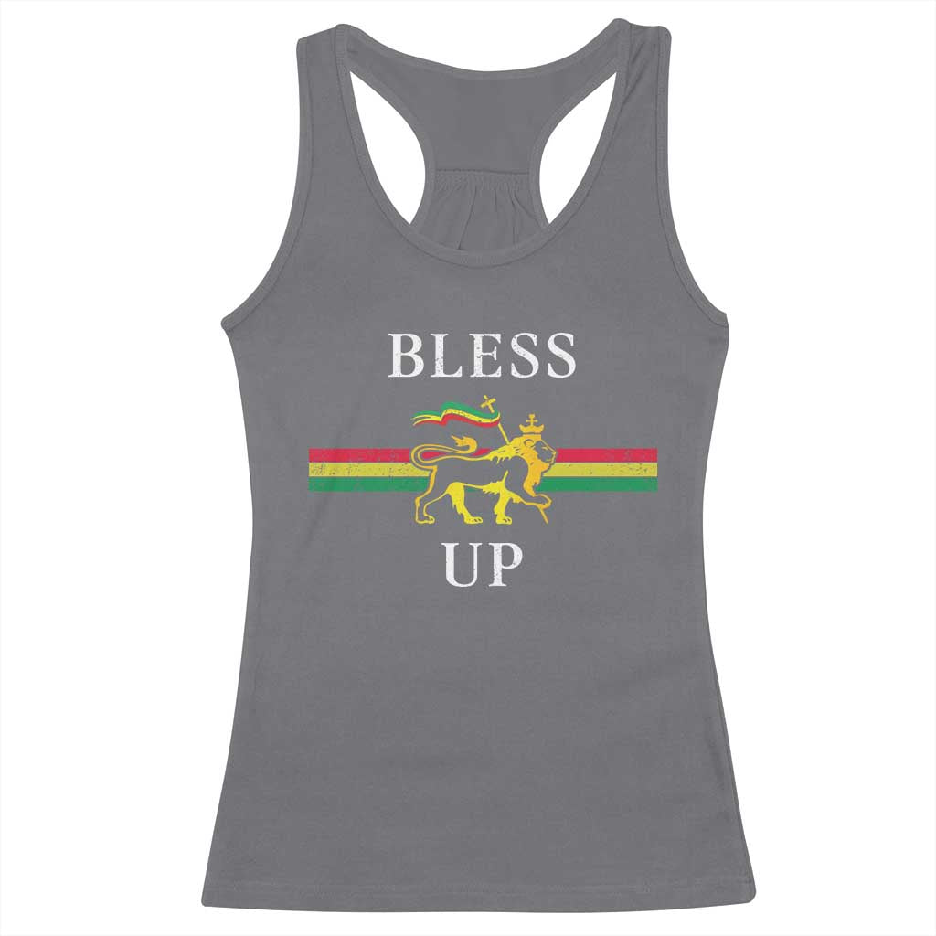 Bless Up Racerback Tank Top Rastafari Lion Of Judah Reggae Music - Wonder Print Shop