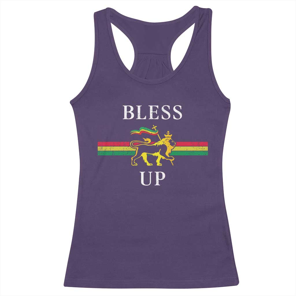 Bless Up Racerback Tank Top Rastafari Lion Of Judah Reggae Music - Wonder Print Shop