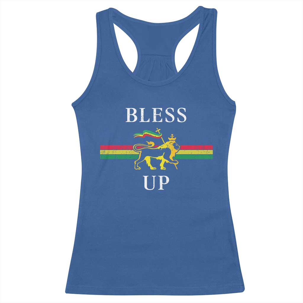 Bless Up Racerback Tank Top Rastafari Lion Of Judah Reggae Music - Wonder Print Shop