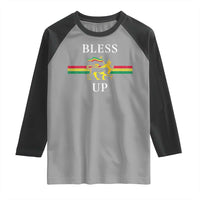 Bless Up Raglan Shirt Rastafari Lion Of Judah Reggae Music - Wonder Print Shop