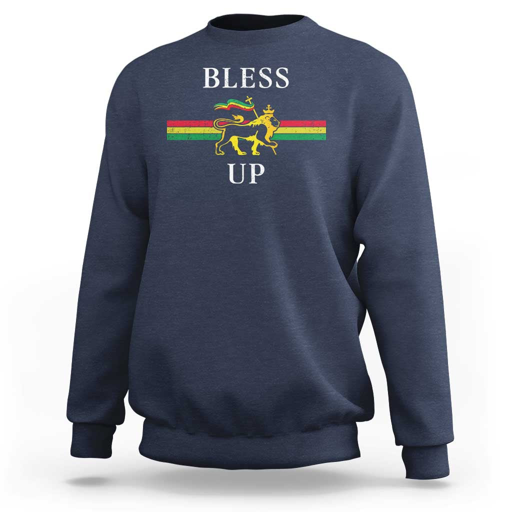 Bless Up Sweatshirt Rastafari Lion Of Judah Reggae Music - Wonder Print Shop