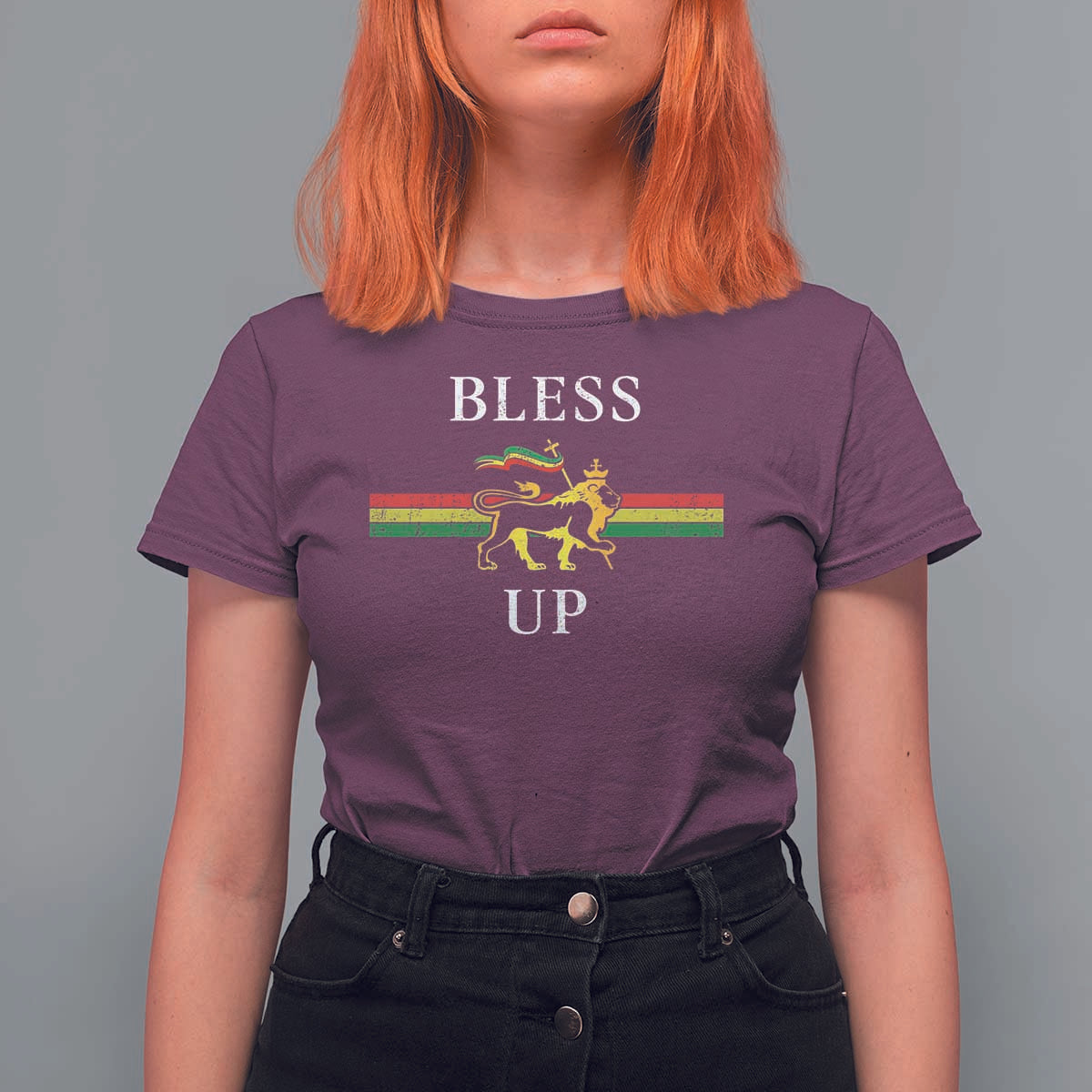 Bless Up T Shirt For Women Rastafari Lion Of Judah Reggae Music - Wonder Print Shop