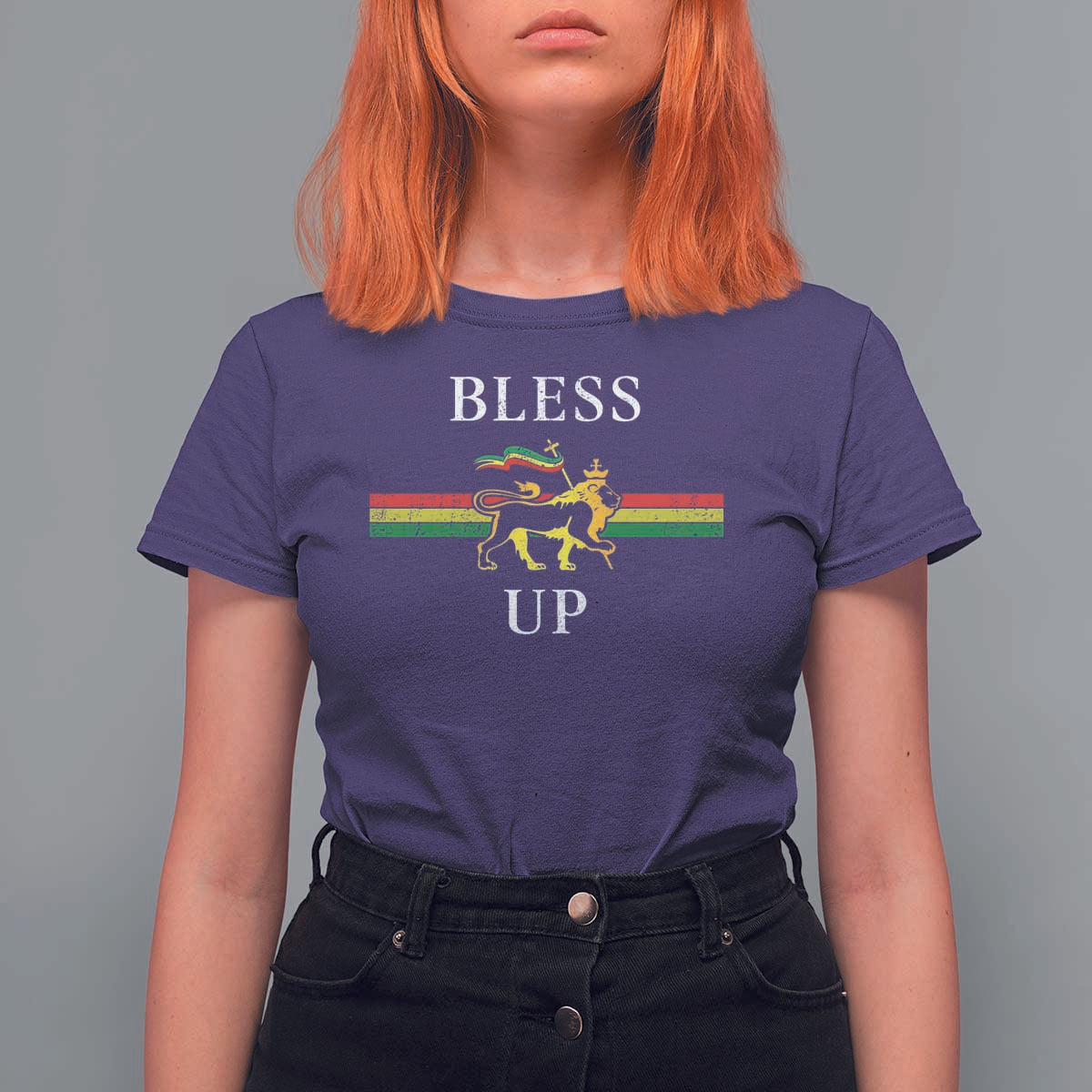 Bless Up T Shirt For Women Rastafari Lion Of Judah Reggae Music - Wonder Print Shop