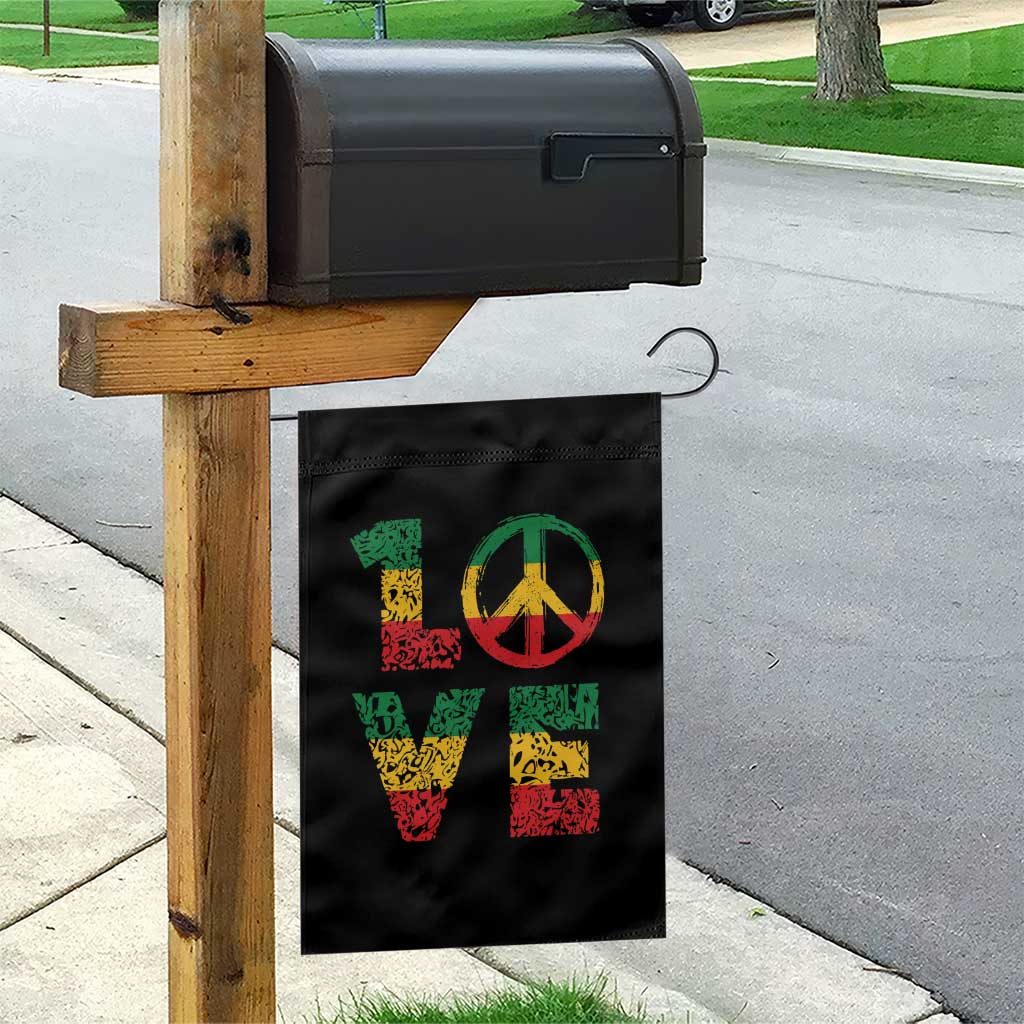 One Love Jamaica Garden Flag Reggae Music Peace Sign Rastafarian - Wonder Print Shop