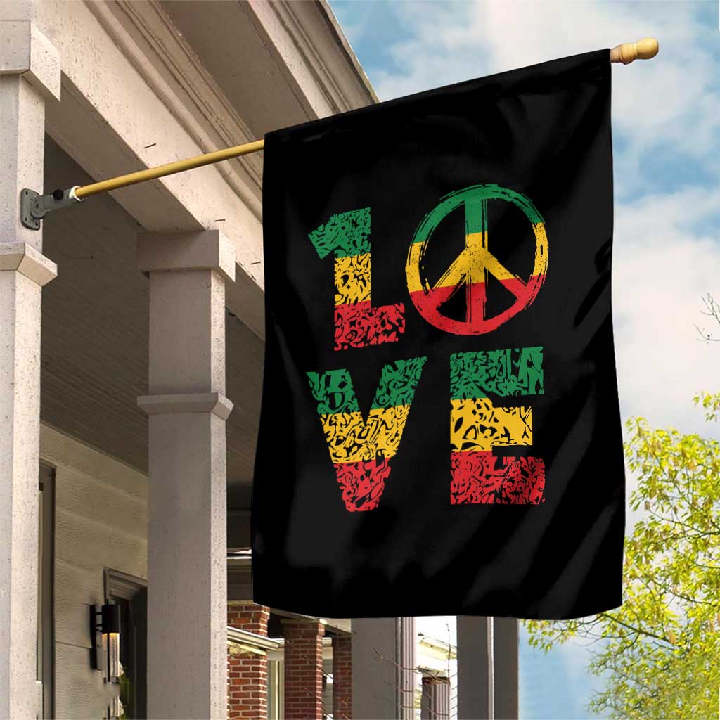One Love Jamaica Garden Flag Reggae Music Peace Sign Rastafarian - Wonder Print Shop