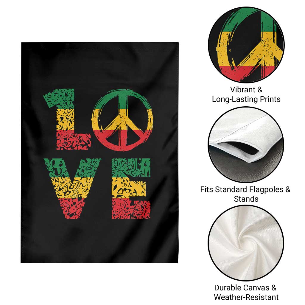 One Love Jamaica Garden Flag Reggae Music Peace Sign Rastafarian - Wonder Print Shop