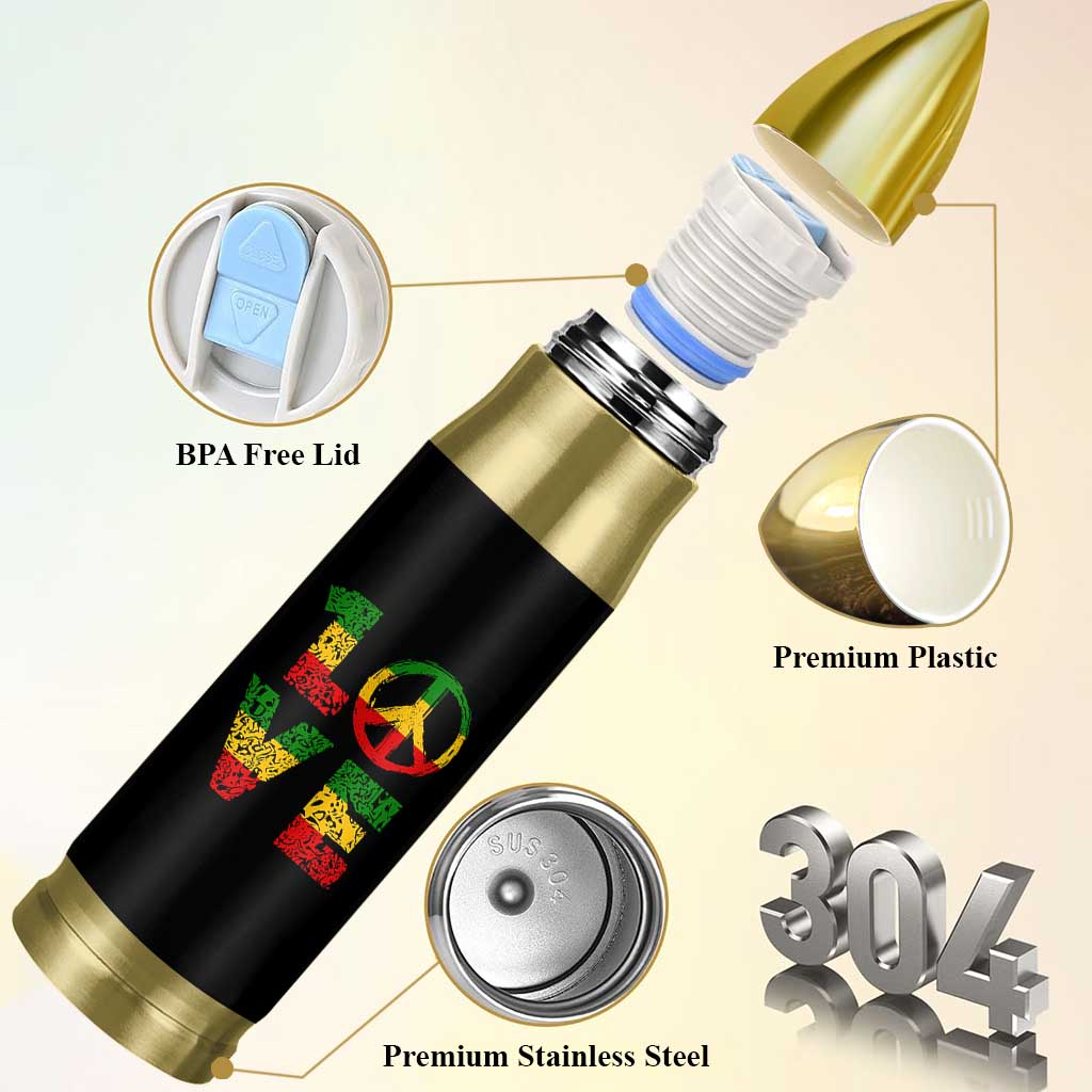 One Love Jamaica Bullet Tumbler Reggae Music Peace Sign Rastafarian - Wonder Print Shop