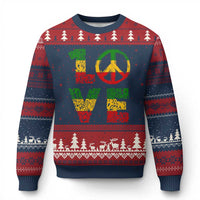 One Love Jamaica Ugly Christmas Sweater Reggae Music Peace Sign Rastafarian - Wonder Print Shop