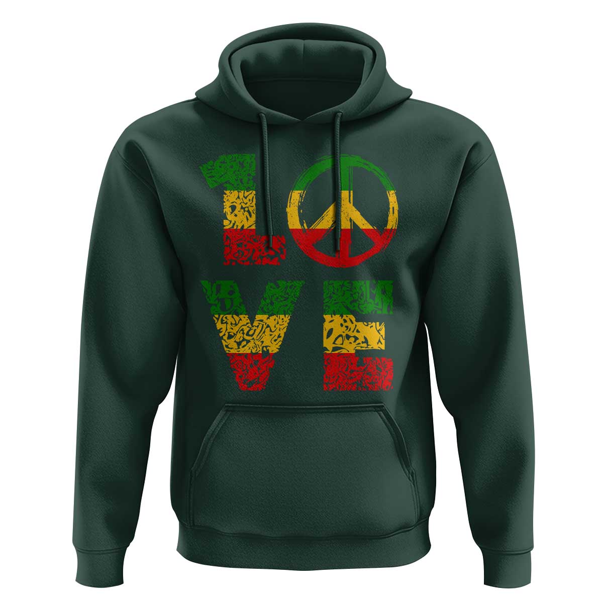 One Love Jamaica Hoodie Reggae Music Peace Sign Rastafarian - Wonder Print Shop