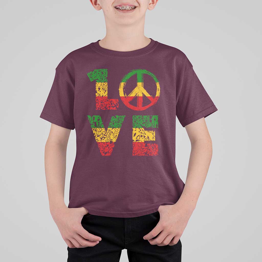 One Love Jamaica T Shirt For Kid Reggae Music Peace Sign Rastafarian - Wonder Print Shop