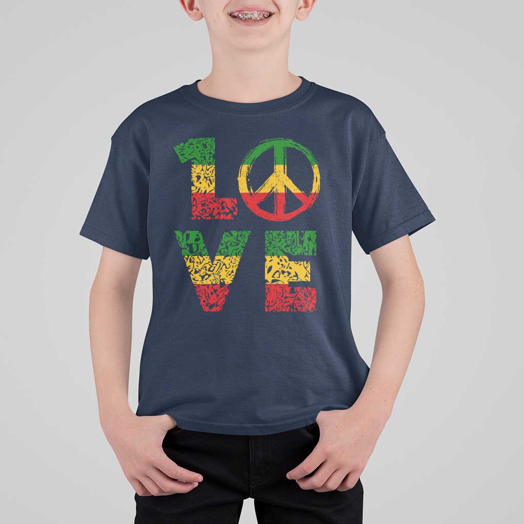One Love Jamaica T Shirt For Kid Reggae Music Peace Sign Rastafarian - Wonder Print Shop