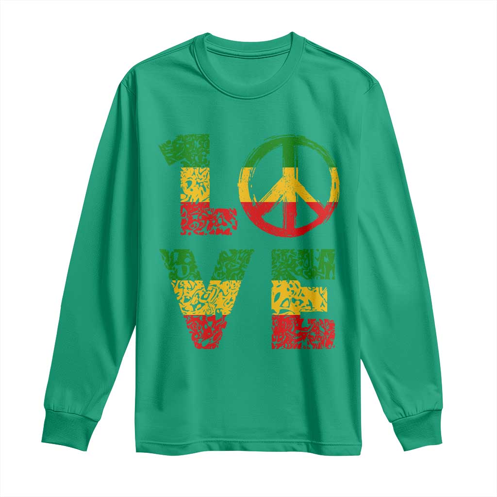 One Love Jamaica Long Sleeve Shirt Reggae Music Peace Sign Rastafarian - Wonder Print Shop