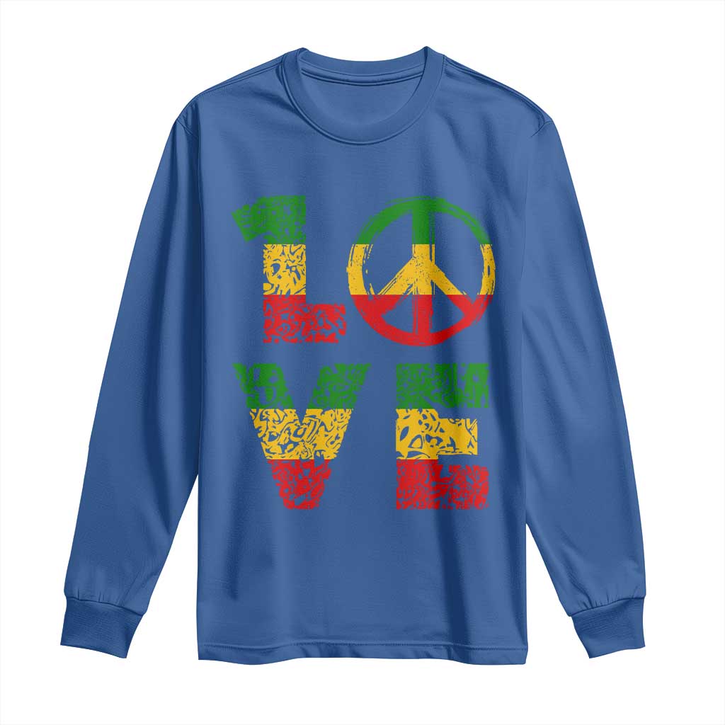 One Love Jamaica Long Sleeve Shirt Reggae Music Peace Sign Rastafarian - Wonder Print Shop