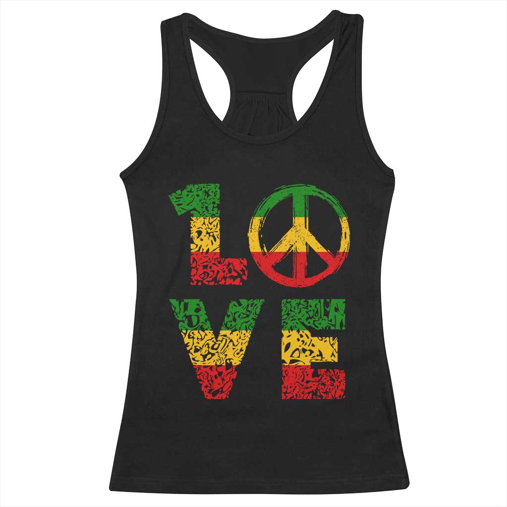 One Love Jamaica Racerback Tank Top Reggae Music Peace Sign Rastafarian - Wonder Print Shop