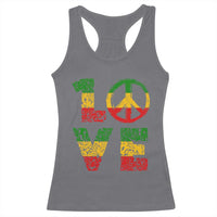 One Love Jamaica Racerback Tank Top Reggae Music Peace Sign Rastafarian - Wonder Print Shop