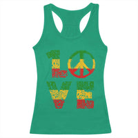 One Love Jamaica Racerback Tank Top Reggae Music Peace Sign Rastafarian - Wonder Print Shop