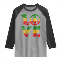 One Love Jamaica Raglan Shirt Reggae Music Peace Sign Rastafarian - Wonder Print Shop