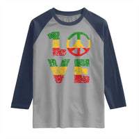 One Love Jamaica Raglan Shirt Reggae Music Peace Sign Rastafarian - Wonder Print Shop