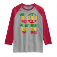 One Love Jamaica Raglan Shirt Reggae Music Peace Sign Rastafarian - Wonder Print Shop