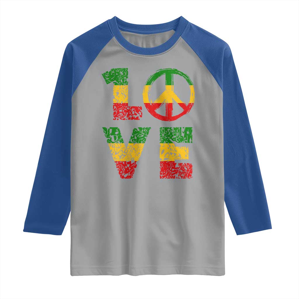 One Love Jamaica Raglan Shirt Reggae Music Peace Sign Rastafarian - Wonder Print Shop