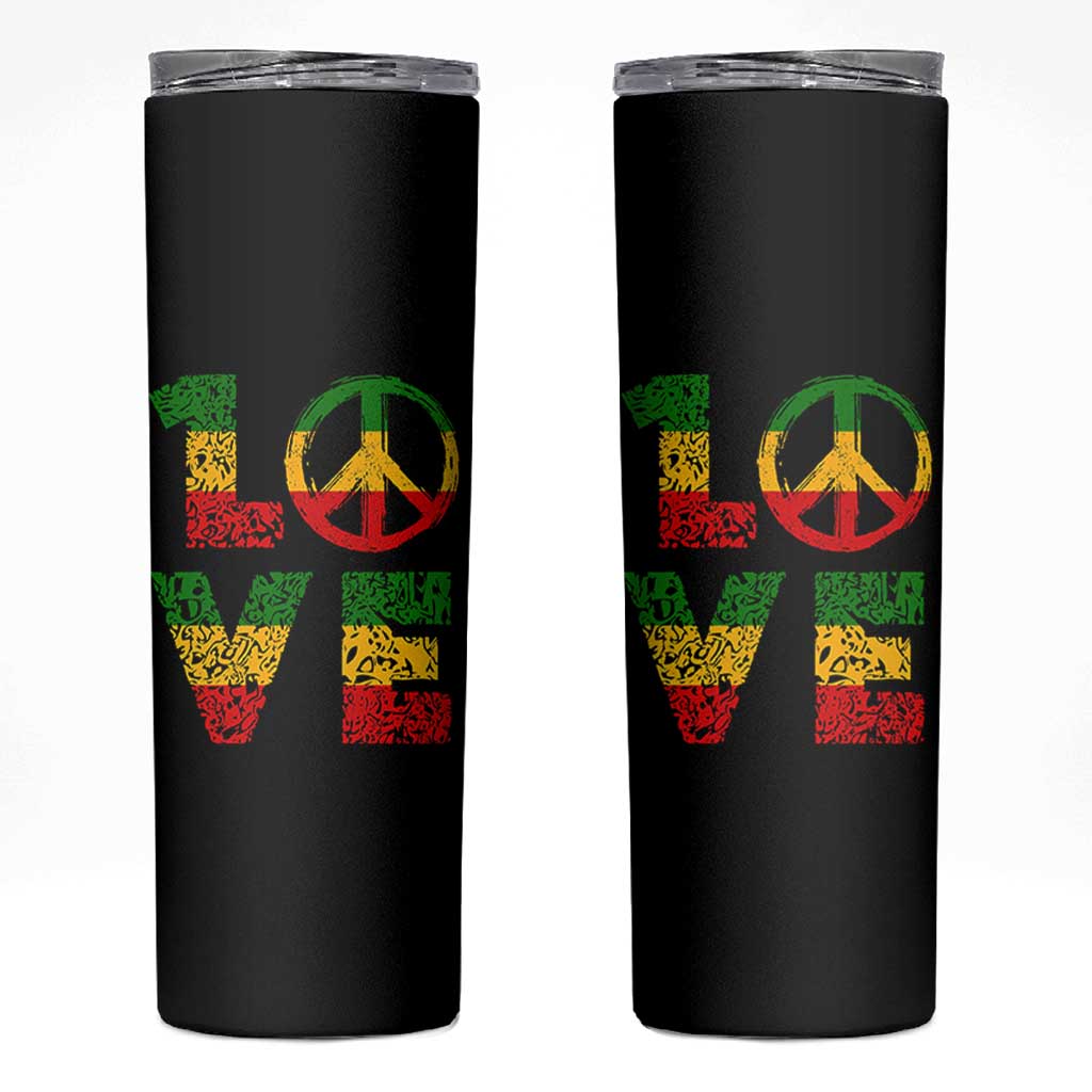 One Love Jamaica Skinny Tumbler Reggae Music Peace Sign Rastafarian - Wonder Print Shop