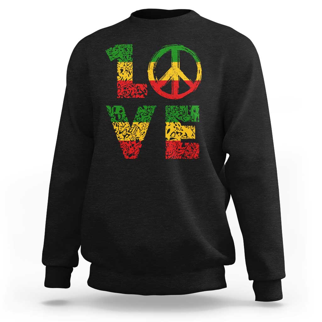One Love Jamaica Sweatshirt Reggae Music Peace Sign Rastafarian - Wonder Print Shop