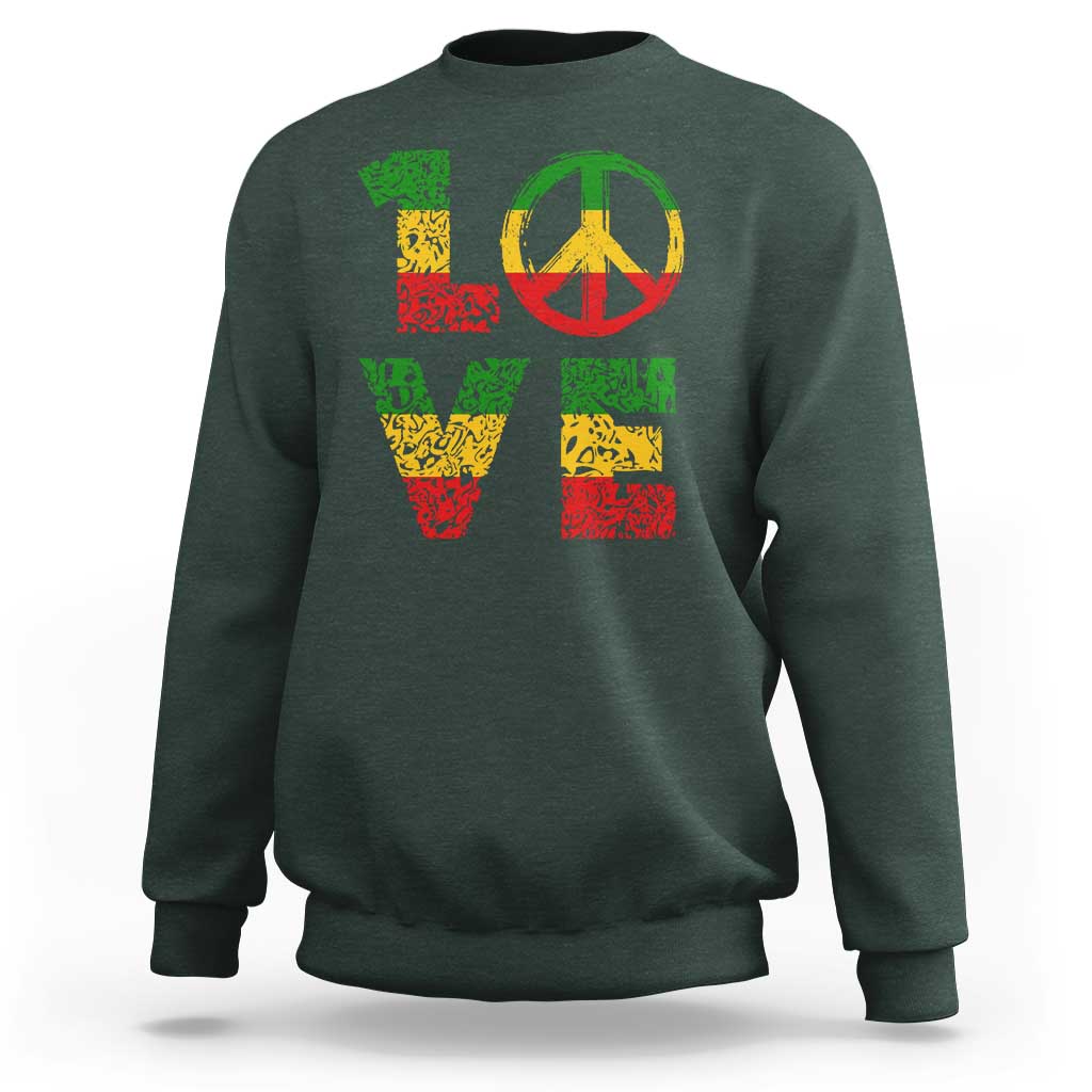 One Love Jamaica Sweatshirt Reggae Music Peace Sign Rastafarian - Wonder Print Shop