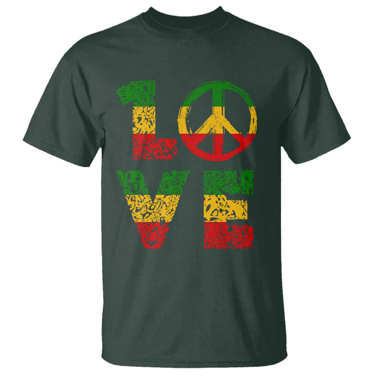 One Love Jamaica T Shirt Reggae Music Peace Sign Rastafarian - Wonder Print Shop