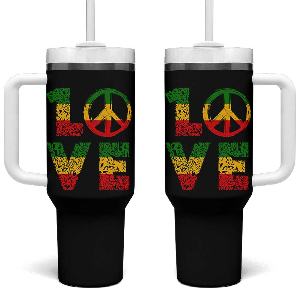 One Love Jamaica Tumbler With Handle Reggae Music Peace Sign Rastafarian - Wonder Print Shop