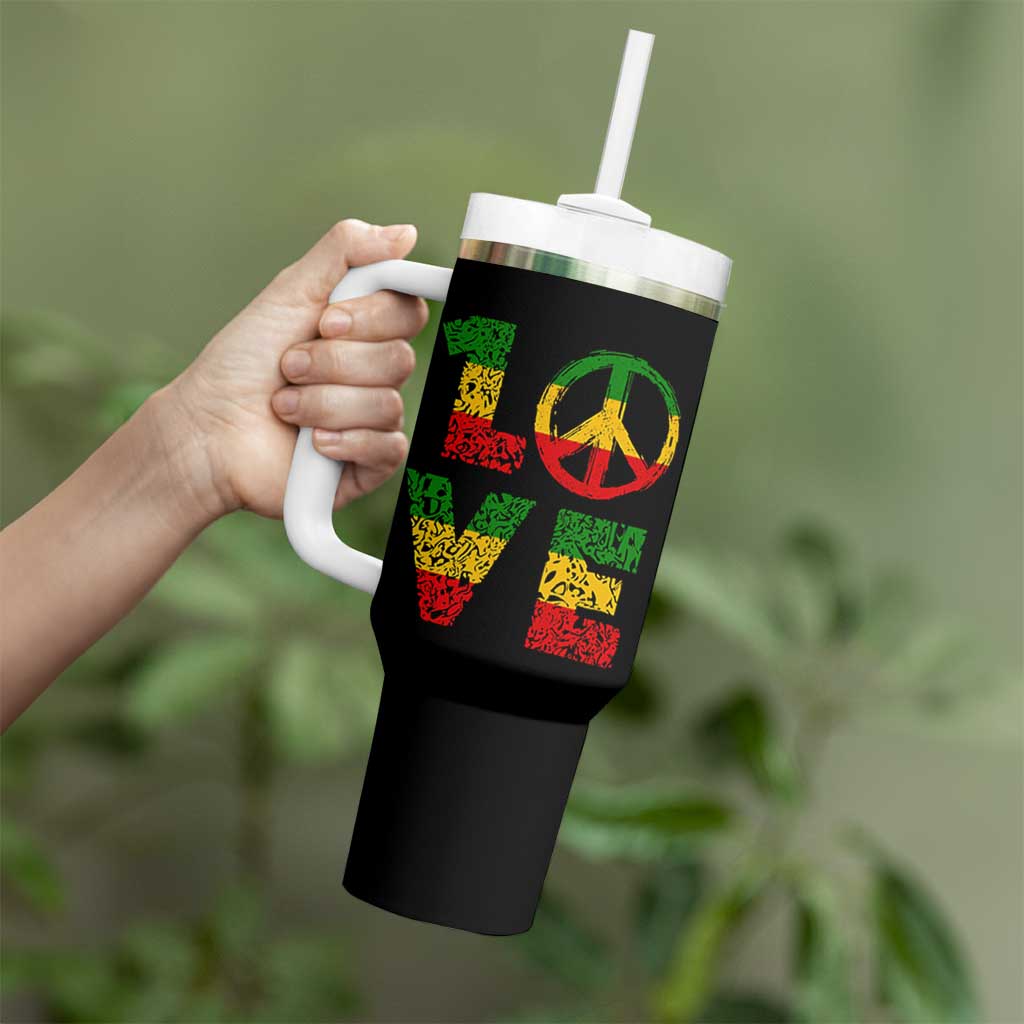 One Love Jamaica Tumbler With Handle Reggae Music Peace Sign Rastafarian - Wonder Print Shop