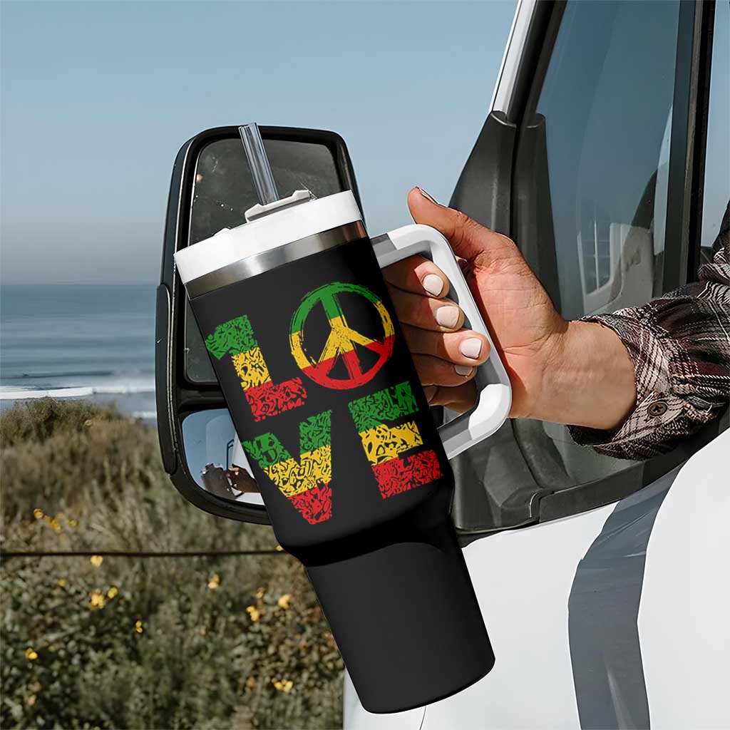 One Love Jamaica Tumbler With Handle Reggae Music Peace Sign Rastafarian - Wonder Print Shop