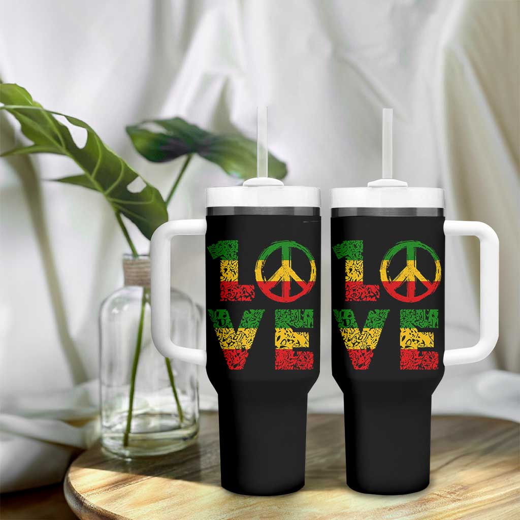 One Love Jamaica Tumbler With Handle Reggae Music Peace Sign Rastafarian - Wonder Print Shop