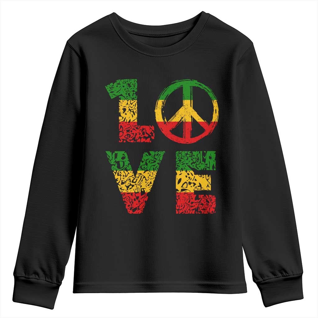 One Love Jamaica Youth Sweatshirt Reggae Music Peace Sign Rastafarian - Wonder Print Shop