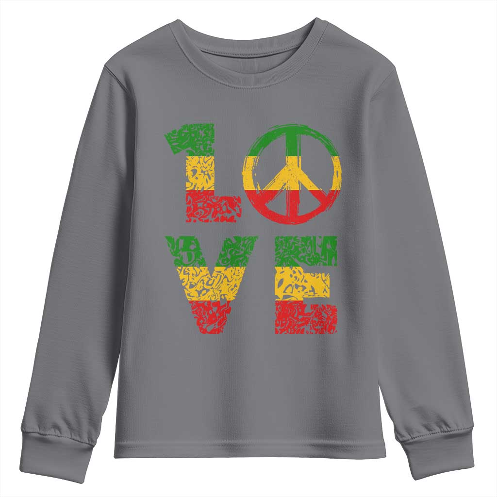 One Love Jamaica Youth Sweatshirt Reggae Music Peace Sign Rastafarian - Wonder Print Shop