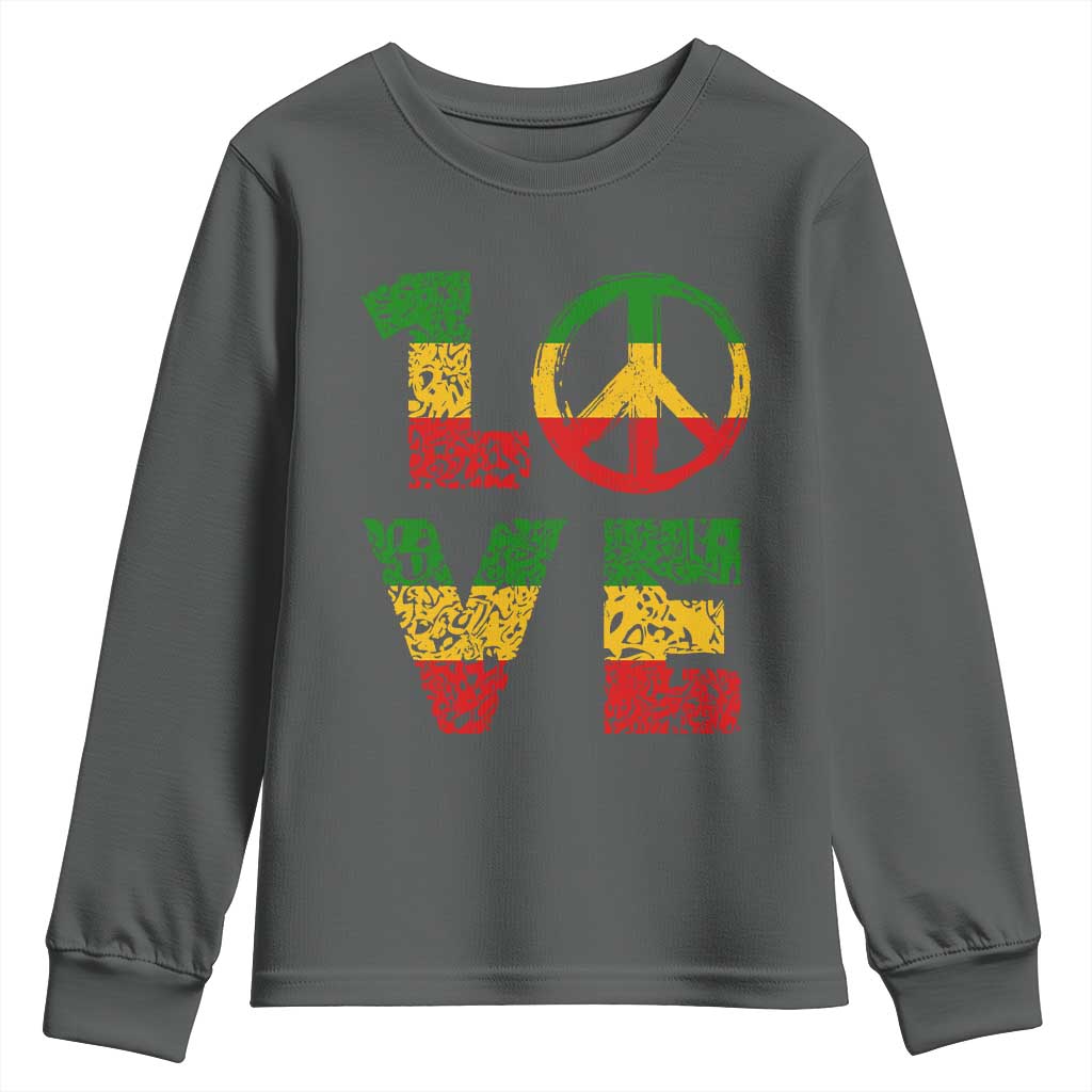 One Love Jamaica Youth Sweatshirt Reggae Music Peace Sign Rastafarian - Wonder Print Shop