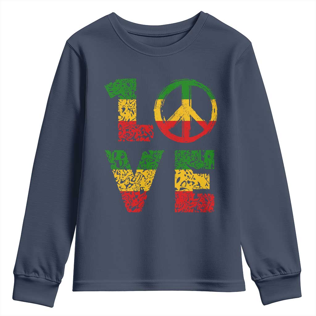 One Love Jamaica Youth Sweatshirt Reggae Music Peace Sign Rastafarian - Wonder Print Shop