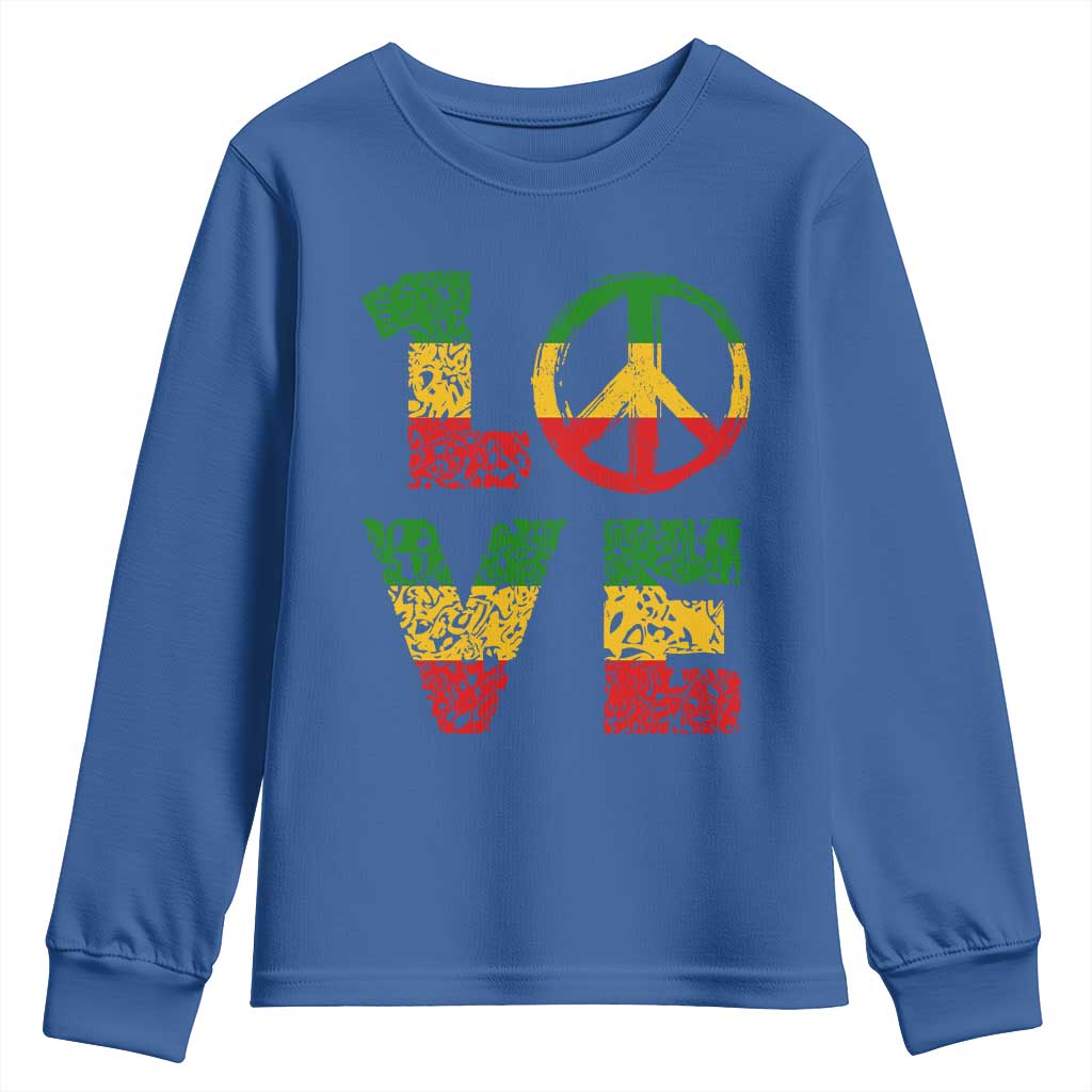One Love Jamaica Youth Sweatshirt Reggae Music Peace Sign Rastafarian - Wonder Print Shop