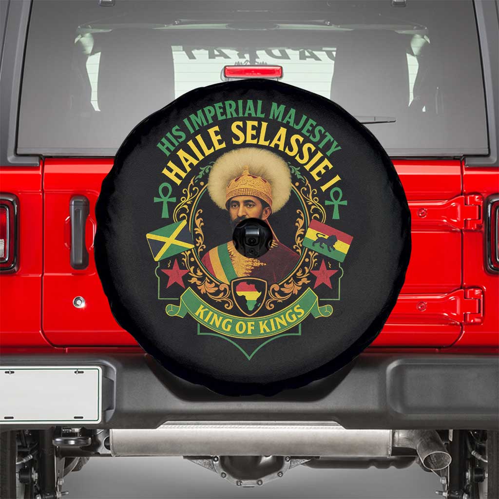 Haile Selassie Spare Tire Cover King Of Kings His Imperial Majesty Rastafari Flag - Wonder Print Shop