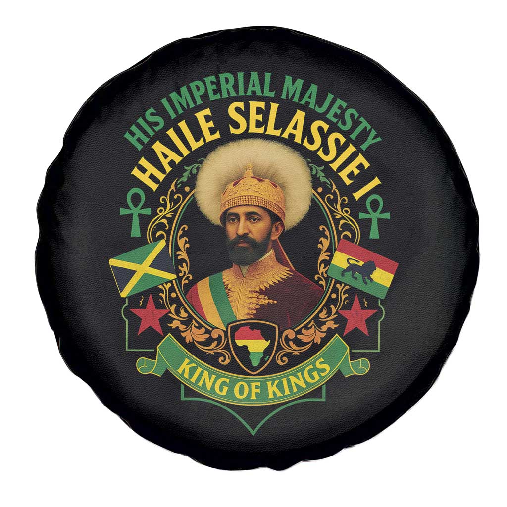 Haile Selassie Spare Tire Cover King Of Kings His Imperial Majesty Rastafari Flag - Wonder Print Shop