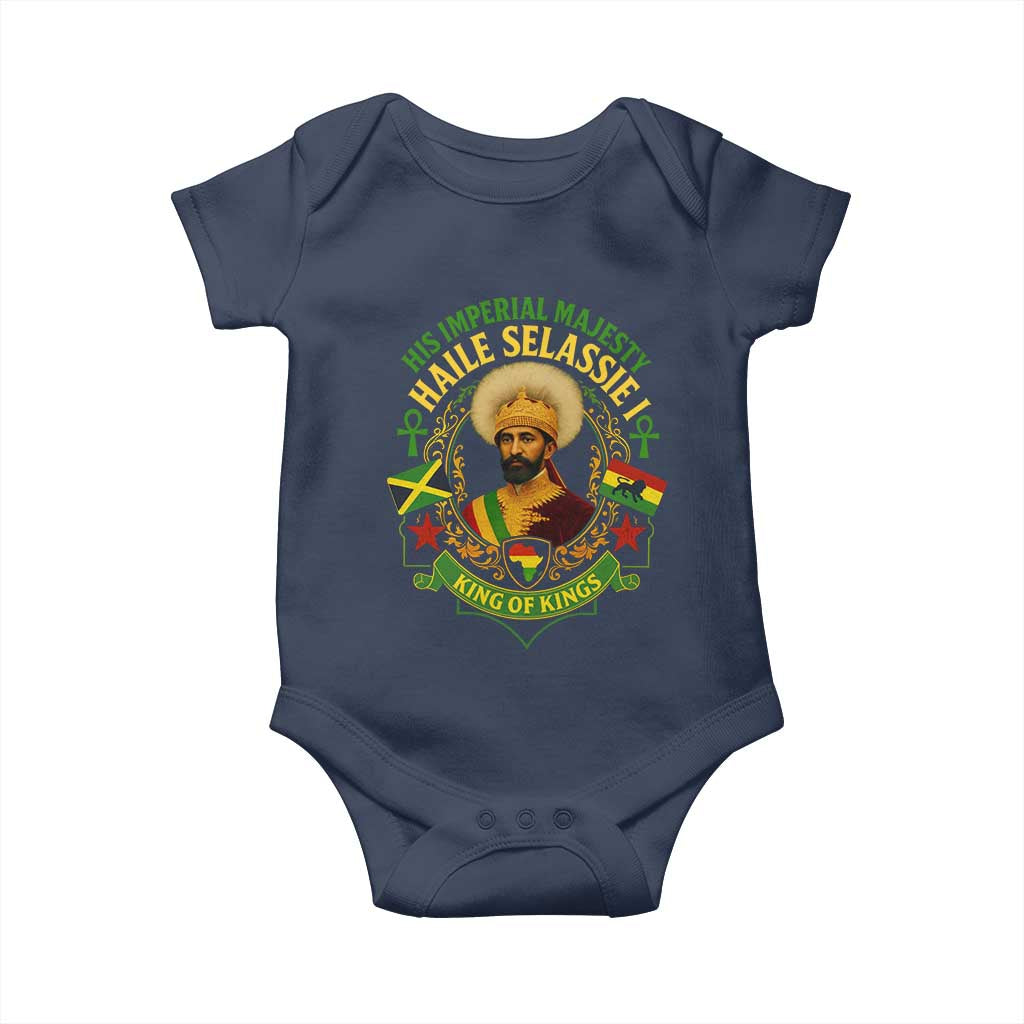 Haile Selassie Baby Onesie King Of Kings His Imperial Majesty Rastafari Flag - Wonder Print Shop