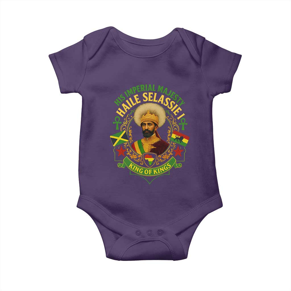 Haile Selassie Baby Onesie King Of Kings His Imperial Majesty Rastafari Flag - Wonder Print Shop
