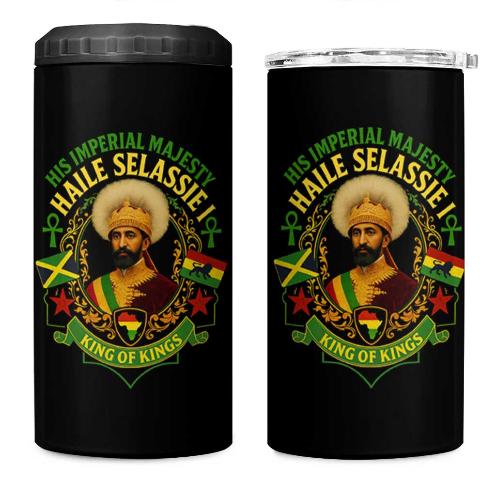 Haile Selassie 4 in 1 Can Cooler Tumbler King Of Kings His Imperial Majesty Rastafari Flag - Wonder Print Shop